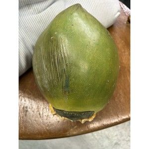Vintage Ceramic Alabaster Green Coconut Life Size Real Look Glass Porcelain RARE